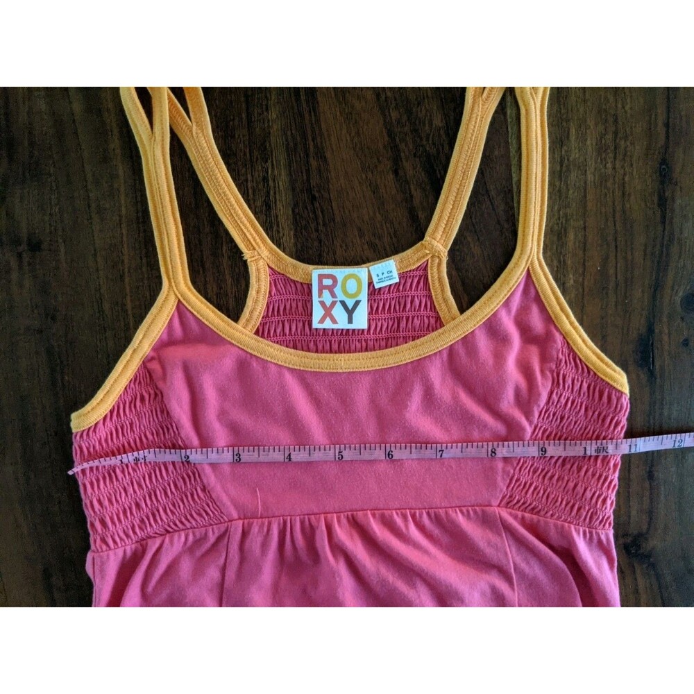 Vintage Roxy Pink Babydoll Tank Dress Sz Small 90s Y2K Beachy Sporty Surf Swim - Picture 8 of 10